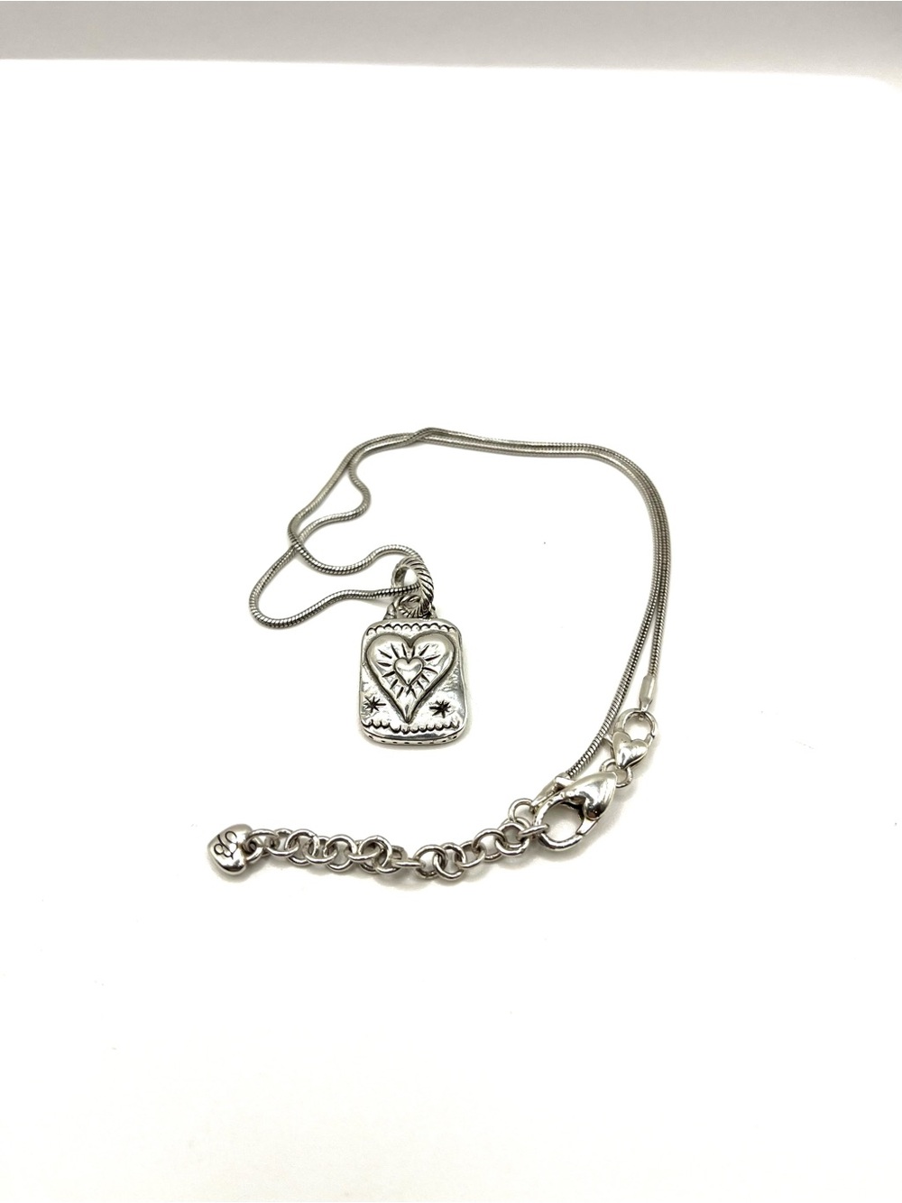 Brighton Silver Heart Tag Necklace You Only Live Once Necklace YOLO Brighton